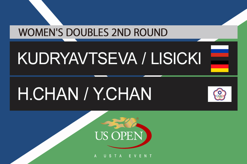全米オープンテニス2016【ダブルス】 女子2回戦 A.クドリャフツェワ / S.リシツキ vs チャン･ハオチン / チャン･ユンジャン