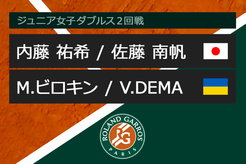 全仏オープンテニス2018【ダブルス】 ジュニア女子2回戦 内藤 祐希 / 佐藤 南帆 vs M.ビロキン / V.DEMA WOWOW